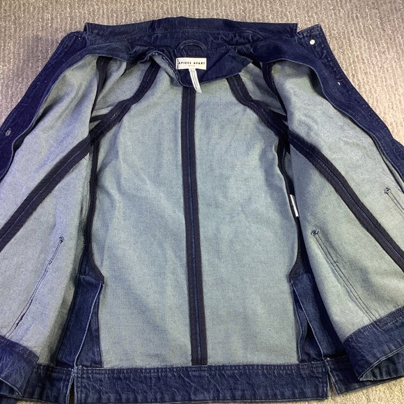 Apiece Apart Franke Swing Jacket Blue Denim Button Front Size Small Womens NWT - Picture 10 of 14
